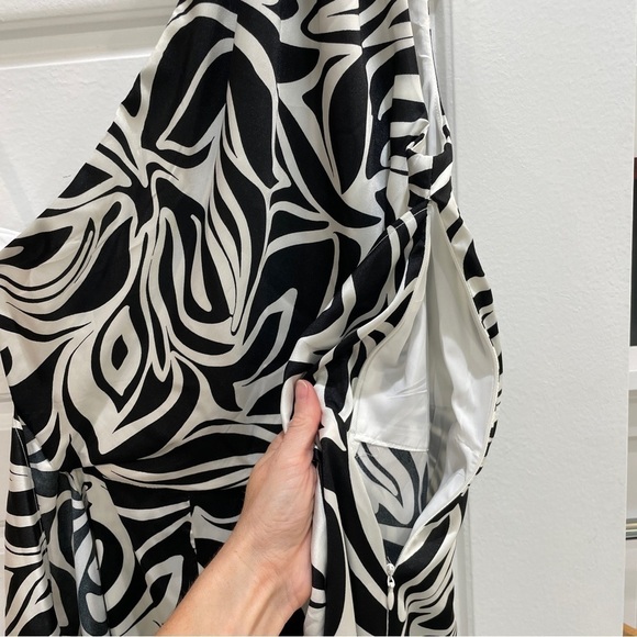 Donna Morgan Printed One Shoulder Tie Waist Dress with Draped Skirt Size 4 - Picture 4 of 16